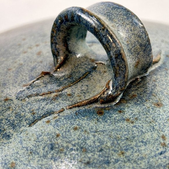 HANDMADE Stoneware Pottery Art | Turquoise Ceramic Lidded Bowl - Picture 7 of 10